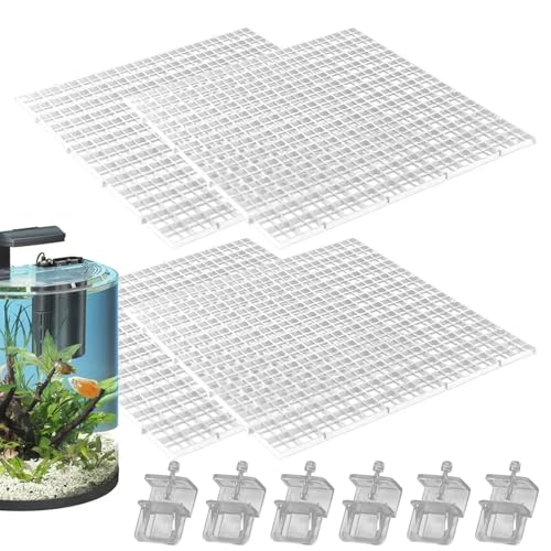 HDBHSBE Aquarium Deckel 4pcs 12x12 Gitterfischtank Deckel Anti-Jump-Katzen-vorsichtige Aquariumhaube mit 6 klemmbarem, schneidbaren, Nicht Opaque Fischtankabdeckung von HDBHSBE