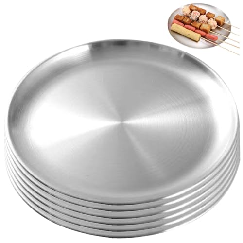 HDBHSBE Dinnerteller aus Edelstahl 6pcs 6, 69 Zoll rund weit eingedickte Flache Servierschale für Heimküchenmahlzeiten zubereiten Kochteller mit Abendessen HDBHSBE Dinnerteller aus Edelstahl 6pcs 6, 69 Zoll rund weit eingedickte Flache Servierschale für Heimküchenmahlzeiten zubereiten Kochteller mit Abendessen von HDBHSBE