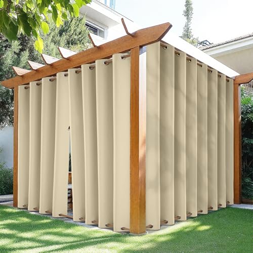 HDCAXKJ Wasserdichte Outdoor-Vorhänge für Terrasse, mit Reißverschluss oben und unten, Ösen, thermische Sichtschutzvorhänge, 2 Paneele, Pavillon, Außenverdunkelungsvorhänge für Veranda, Pergola von HDCAXKJ