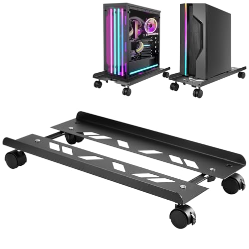 PC Ständer für PC-Tower Computer Desktop Ständer Computer Rollwagen Universal verstellbare CPU Ständer mit Rollen Staubdicht Wärmeableitung Leicht zu reinigen (Schwarz) von HDCORBETTS