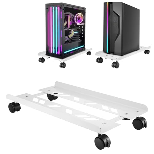 PC Ständer für PC-Tower Computer Desktop Ständer Computer Rollwagen Universal verstellbare CPU Ständer mit Rollen Staubdicht Wärmeableitung Leicht zu reinigen (weiß) von HDCORBETTS