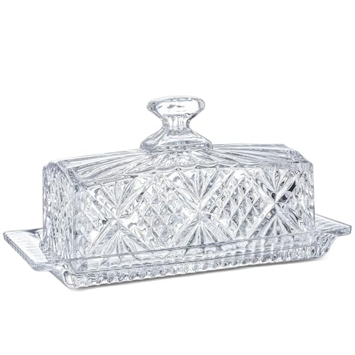 HDCRYSTALGIFTS Butterdose mit Kristallüberzug, 20,3 cm, klassisches Glas, 2-teiliges Design, Butterbehälter mit Deckel, Butterhalter, spülmaschinenfest HDCRYSTALGIFTS Butterdose mit Kristallüberzug, 20,3 cm, klassisches Glas, 2-teiliges Design, Butterbehälter mit Deckel, Butterhalter, spülmaschinenfest von HDCRYSTALGIFTS