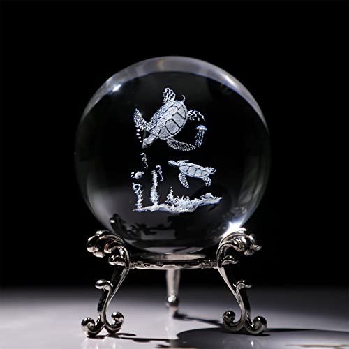 HDCRYSTALGIFTS Kristallglas-Figur, Meeresschildkröte, 60 mm, 3D-Lasergravur, Tierornamente, Kunst, Glaskugel, Display-Skulptur, Heimdekoration, Geschenk von HDCRYSTALGIFTS