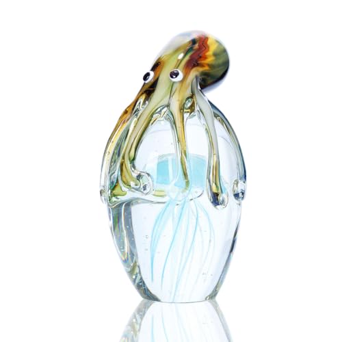 Handgefertigte Meerestierfigur aus geblasenem Glas, Sammlerstück, Oktupus und Quallen, Heimdekoration von HDCRYSTALGIFTS