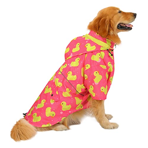 HDE Hunde-Regenmantel, doppellagig, mit Reißverschluss, Regenjacke mit Kapuze für kleine bis große Hunde, Enten/Rosa, Größe 3XL HDE Hunde-Regenmantel, doppellagig, mit Reißverschluss, Regenjacke mit Kapuze für kleine bis große Hunde, Enten/Rosa, Größe 3XL von HDE