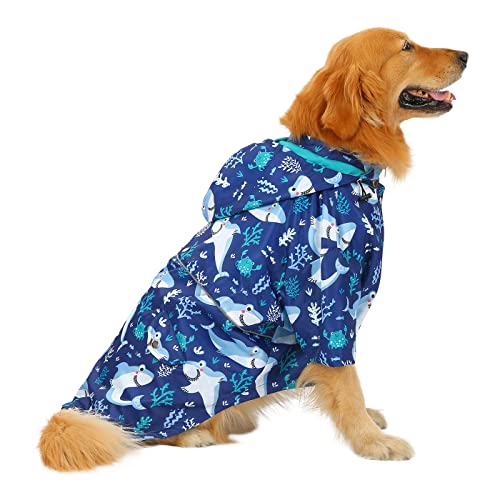 HDE Hunde-Regenmantel, doppellagig, mit Reißverschluss, Regenjacke mit Kapuze für kleine bis große Hunde, Haie, Größe XL HDE Hunde-Regenmantel, doppellagig, mit Reißverschluss, Regenjacke mit Kapuze für kleine bis große Hunde, Haie, Größe XL von HDE