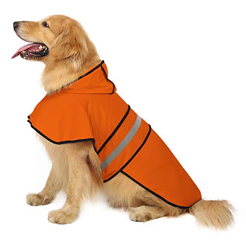 HDE Hunde-Regenmantel mit Kapuze, für kleine bis große Hunde und Welpen, Sicherheit, Orange, Größe XL HDE Hunde-Regenmantel mit Kapuze, für kleine bis große Hunde und Welpen, Sicherheit, Orange, Größe XL von HDE