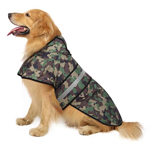 HDE Hunde-Regenmantel mit Kapuze für kleine bis große Hunde und Welpen, Tarnfarbe, Größe XL HDE Hunde-Regenmantel mit Kapuze für kleine bis große Hunde und Welpen, Tarnfarbe, Größe XL von HDE