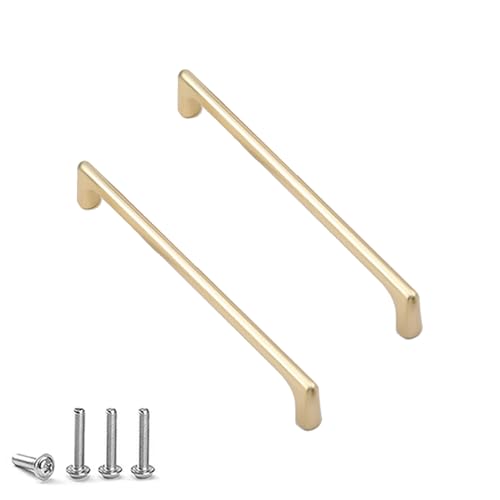 HDEYRSX 2 Stück Küchengriffe Möbelgriffe Türgriff Schrankgriffe Zinklegierung Schubladenknöpfe Bogenform Griffe für Küchenschränke Kommoden Kleiderschrank,mit Schrauben (Lochabstand 320mm,Gold-a) von HDEYRSX
