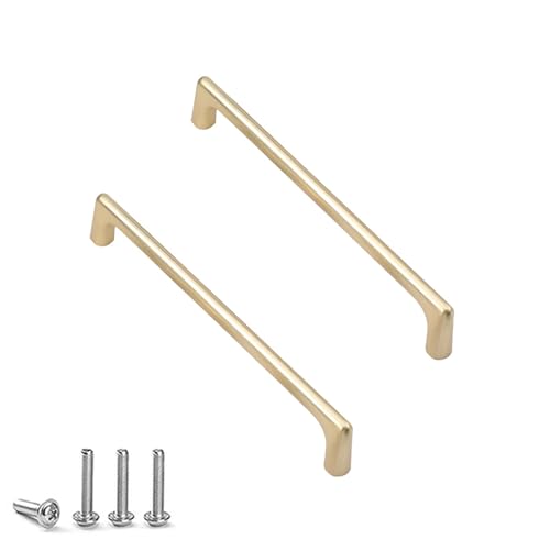 HDEYRSX 2 Stück Küchengriffe Möbelgriffe Türgriff Schrankgriffe Zinklegierung Schubladenknöpfe Bogenform Griffe für Küchenschränke Kommoden Kleiderschrank,mit Schrauben (Lochabstand 160mm,Gold) von HDEYRSX