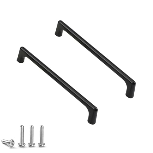 HDEYRSX 2 Stück Küchengriffe Möbelgriffe Türgriff Schrankgriffe Zinklegierung Schubladenknöpfe Bogenform Griffe für Küchenschränke Kommoden Kleiderschrank,mit Schrauben (Lochabstand 96mm,Schwarz) von HDEYRSX