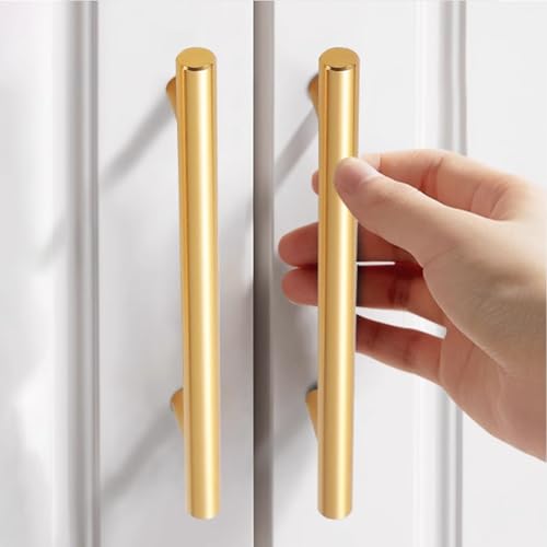 HDEYRSX 2 Stück Möbelgriffe Schrankgriffe Türgriffe Küchengriffe Aluminium Schubladenknopf T Stangengriff Kleiderschrank Zieht Griffe für Schlafzimmer,Wohnzimmer,Kommode (Länge 150mm,Gold) von HDEYRSX