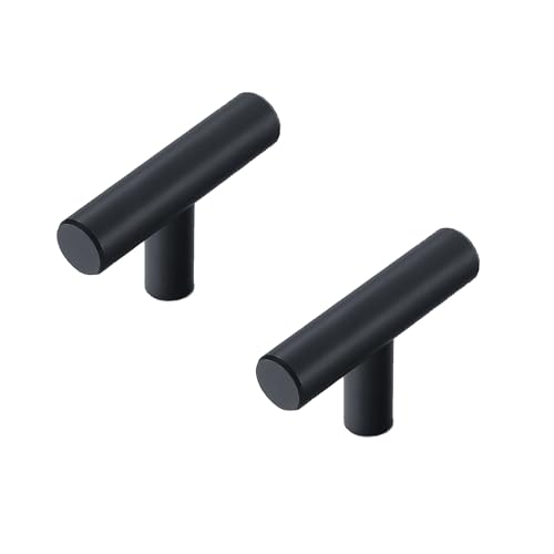 HDEYRSX 2 Stück Möbelgriffe Schrankgriffe Türgriffe Küchengriffe Aluminium Schubladenknopf T Stangengriff Kleiderschrank Zieht Griffe für Schlafzimmer,Wohnzimmer,Kommode (Länge 50mm,Schwarz) von HDEYRSX