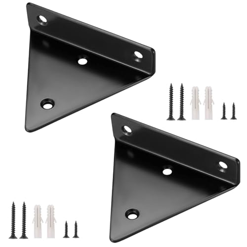 HDEYRSX 2 Stück Schwebende Regalhalterungen Metall Regalträger Unsichtbare Dreieck Regalhalter,Versteckte Wandregal Halterungen,Regalwinkel für Lagerregal,Bücherregal,mit Schrauben (17CM,Schwarz) von HDEYRSX