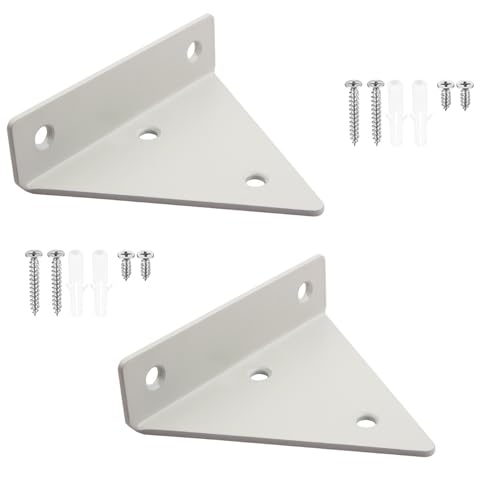 HDEYRSX 2 Stück Schwebende Regalhalterungen Metall Regalträger Unsichtbare Dreieck Regalhalter,Versteckte Wandregal Halterungen,Regalwinkel für Lagerregal,Bücherregal,mit Schrauben (23CM,Weiß) von HDEYRSX
