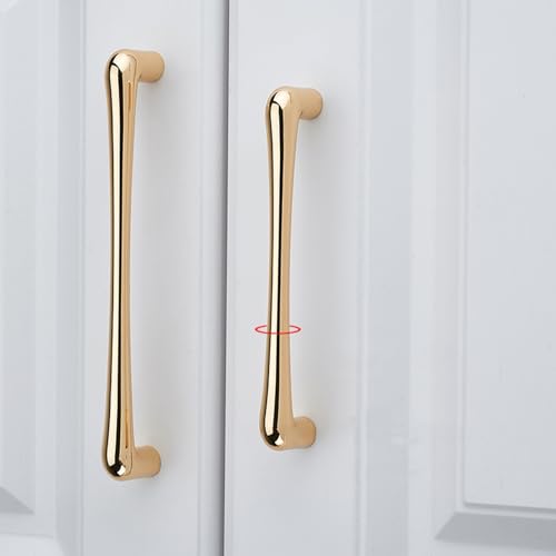 HDEYRSX 2 Stück Türgriffe Küche Griffe Schrankgriff,Schubladenknöpfe,Stangengriff Zinklegierung Küchenschränke Möbelgriffe Kleiderschrank Zieht Griffe,mit Schrauben (Lochabstand 96mm,Gold-A) von HDEYRSX