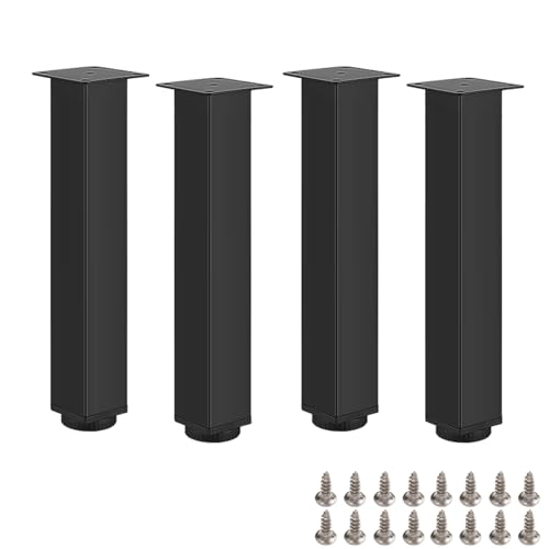 HDEYRSX 4 Stück Möbelfüße Verstellbar,Metall Tischbeine,Sofa Sockelfüße Möbelbeine für Schrank Fernsehschrank Bett Nachttisch Lehrstuhl Badezimmerschrank,mit Schrauben (Schwarz,8cm) von HDEYRSX