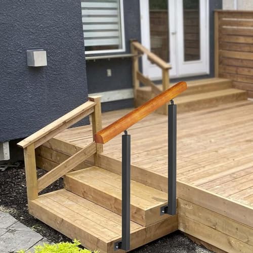 Veranda Übergangshandlasse für Stufen im Freien Handläufe Picket passt 2 oder 3 Stufen - Handschienen außerhalb von Decks -Gartenterrasse Balkon, Holz + Schmiedeeisen -Treppengeländer (Farbe: Höhe 95 von HDFXNCXFC