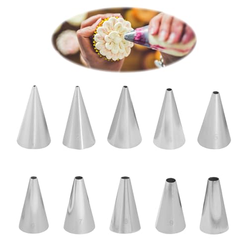 10 Stück Runde Rohrtüllen, Edelstahl-Rohrtüllen, Creme-Dekorationsdüsen, Kuchendekorationswerkzeuge, Back-Requisiten 10 Stück Runde Rohrtüllen, Edelstahl-Rohrtüllen, Creme-Dekorationsdüsen, Kuchendekorationswerkzeuge, Back-Requisiten von HDGSAFD