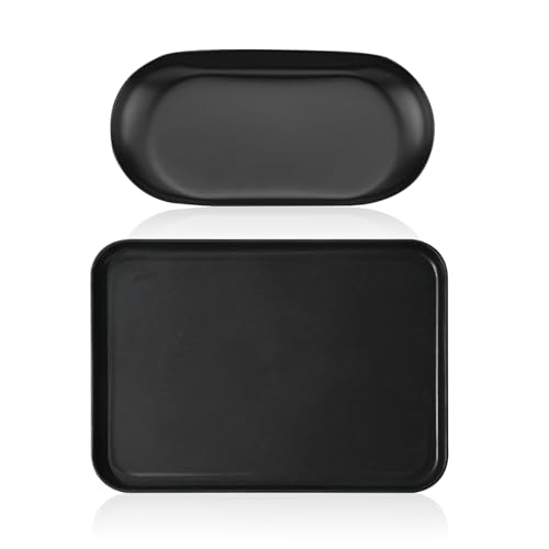 2 Stück Schwarze Tabletts, Rechteckige Tabletts, Aufbewahrungsregale, Ovale Ornamente, Schmuckdekorationstabletts, Ablagetabletts Für Die Arbeitsplatte von HDGSAFD