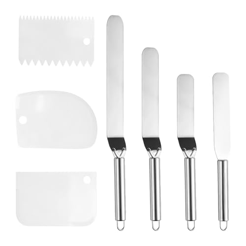 3 Stück Gebäckspatel, 1 Stück gerader Spatel, 3 Stück kleiner Spatel, Küchenbackutensilien, Küchenutensilien aus Edelstahl, Kuchenspatel, glatter Spatel von HDGSAFD