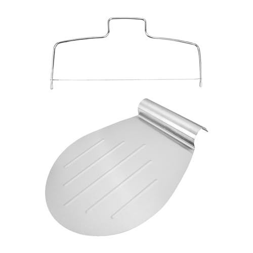 HDGSAFD 1 Stück Edelstahl-Pizzablech Mit 1 Stück Edelstahl-Kuchenteiler, Kuchenheber, Tortenheber, Antihaftbeschichtetes Lebensmitteltablett Mit Versenkten Griffen, Küchen-Backutensilien von HDGSAFD