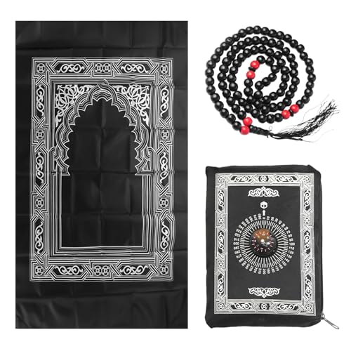 HDGSAFD 1 x tragbare Matte, 1 x Rosenkranz, Outdoor-Matte, Reise-Gebetsmatte, tragbare Faltbare Gebetsmatte, Matte mit Kompass HDGSAFD 1 x tragbare Matte, 1 x Rosenkranz, Outdoor-Matte, Reise-Gebetsmatte, tragbare Faltbare Gebetsmatte, Matte mit Kompass von HDGSAFD