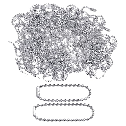 HDGSAFD 100 stuks Ball Chain ketting, sleutelhanger ketting, sleutelhanger, Bead Key Chain, Ball Chain Craft, Ball Chain 10cm, Ball Chain 12cm (Zilver) von HDGSAFD