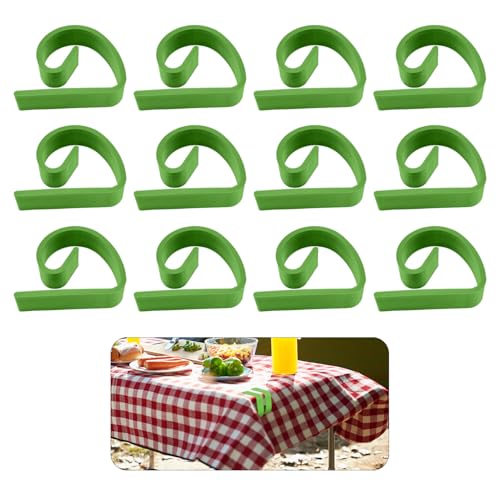 HDGSAFD 12 grüne Tischdeckenklammern, Tischdeckenklammern, Tischdeckenklammern mit großem Durchmesser, Winddichte Tischdeckenklammern für den Außenbereich, Anti-Bewegungs-Tischklammern von HDGSAFD