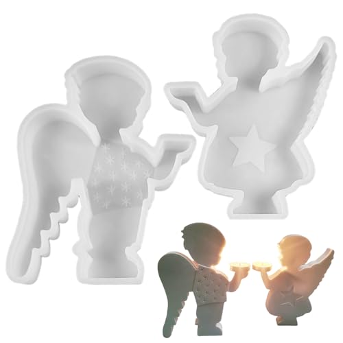 HDGSAFD 2 Stück Engel-Silikonform, DIY-Gussformen, Desktop-Engel-Ornamente, Dekoration, Bastel-Gipsformen von HDGSAFD