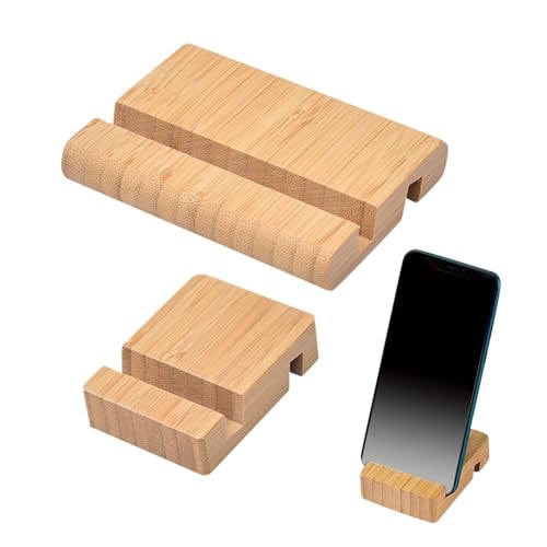 HDGSAFD 2 Stück Handy- Und Tablet-Halter, Holz-Handyhalter, Kreativer Desktop-Ständer, Multifunktionaler Handy-Basisständer von HDGSAFD