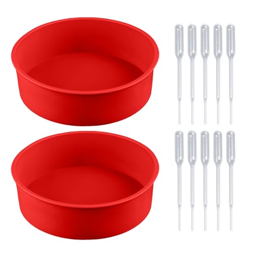 HDGSAFD Silikonbackformen, 2 stück Runde, 10 Stück Tropfer, Antihaft-Kuchenformen von HDGSAFD