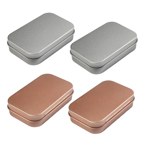 HDGSAFD 4 Stück Metall Leer, Kleiner Artikelspeicherbox, Multifunktions-Blechschachtel, Praktische Mini-Aufbewahrungsbox Im Freien, Kreative Flip-Speicherbox. von HDGSAFD