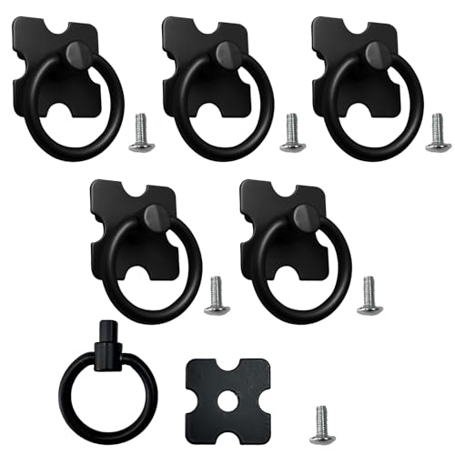 HDGSAFD 5 Stück Ringgriffe schwarz, mit 5 Schrauben, Schubladengriffe, Kleiderschrankgriff Zugringe, Möbelgriffe, Schubladenschrank Zubehör von HDGSAFD