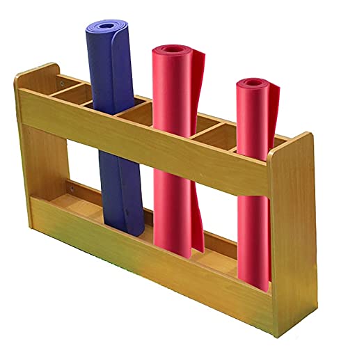 Freistehender Holzhalter für Yogamatten – 7 Fächer, robuste Schaumstoffrolle/Teppich-Aufbewahrungsbox, Fitnessstudio/Garage/Kindergarten (Natur) von HDGTDR3SS215SSSSTT