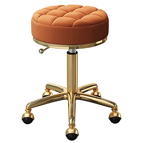 Runder Rollhocker mit Rollen, 360° drehbarer Hocker, verstellbarer Arbeitshocker, 172,4 kg Kapazität, goldener Spa-Salon-Hocker, Wimpern-Schönheits-Hocker, Tattoo-Hocker, Pediküre-Hocker von HDGTDR3SS215SSSSTT
