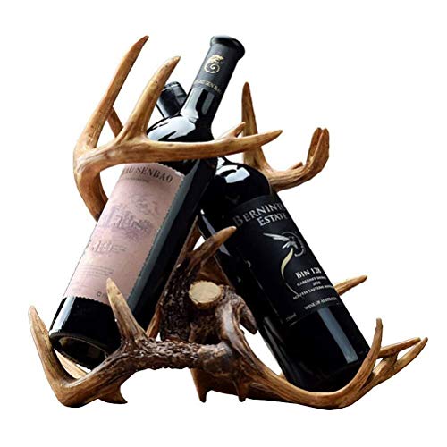 Weinflaschenhalter klein Hirschgeweih Weinregal für Arbeitsplatte 2 Weinflaschen 35x23x32cm von HDGTDR3SS2364SSSSTT