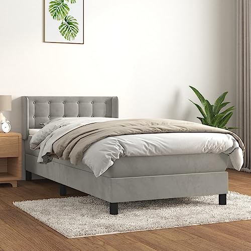 Boxspringbett mit Matratze, hellgrau, Doppel-Samt, Betten und Bettgestell, 46,4 kg - 103 kg, Queensize-Bett Boxspringbett mit Matratze, hellgrau, Doppel-Samt, Betten und Bettgestell, 46,4 kg - 103 kg, Queensize-Bett von HDGTDR3SS2865SSSSTT