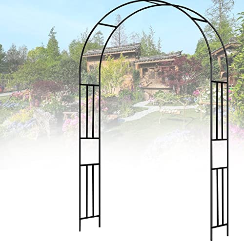 Gartenbogen Deko Bogen Metall Bogen für mehrere Kletterpflanzen Lichtbogen für Garten Rasen Party Hochzeitsdeko Schwarz Weiß 3x2.4m (Rosa 2.6x2.4m) von HDGTDR3SS2865SSSSTT