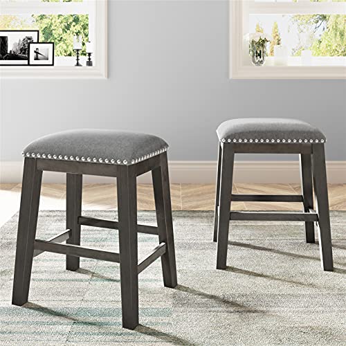 Esstisch & Stühle Set, Thekenhöhe Rustikale Bauernhaus Esszimmer Holzhocker mit Zierleiste 2er Set für Küche Esszimmer Restaurant (2 Hocker) (2 Hocker) von HDGTDR3SS489SSSSTT