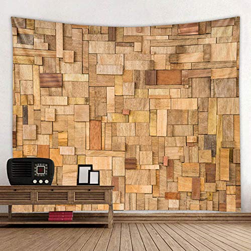 HDHGKYY 3D Wohnzimmer Wandteppich Holzblock geometrische Wandbehang Schlafzimmer Schlafsaal Wanddecke Sofa Hintergrund hängen Tuch Dekoration Wandkunst von HDHGKYY