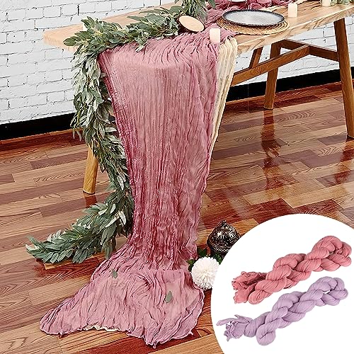 2 Stück Seihtuch Tischläufer Rosa,90 x 400 cm Musselin Käsetuch Tischläufer Lang Rustikaler Gaze Stoff Boho Cheesecloth Tischläufer Hochzeit Tischdecke für Hochzeitsfeier Brautparty Tischdekoration von HDHGXUJRD