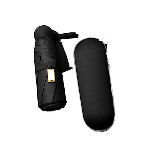 HDICUHNANU Beschichtung Gegen Faltschirme Fünffacher 8-Knochen-Sonnenschirm Kleiner Tragbarer Taschenschirm Sonnenschutz UV-Schutzschirm Reiseschirm Windsicher Leicht Klassisch(Black) von HDICUHNANU
