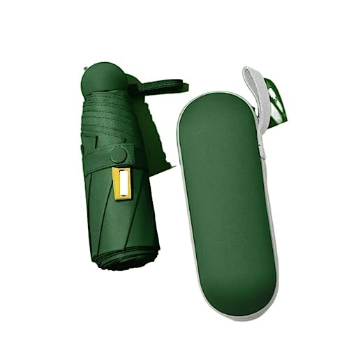 HDICUHNANU Beschichtung Gegen Faltschirme Fünffacher 8-Knochen-Sonnenschirm Kleiner Tragbarer Taschenschirm Sonnenschutz UV-Schutzschirm Reiseschirm Windsicher Leicht Klassisch(Dark Green) von HDICUHNANU