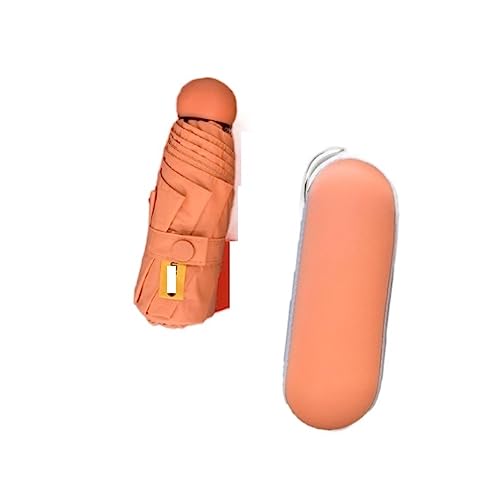 HDICUHNANU Beschichtung Gegen Faltschirme Fünffacher 8-Knochen-Sonnenschirm Kleiner Tragbarer Taschenschirm Sonnenschutz UV-Schutzschirm Reiseschirm Windsicher Leicht Klassisch(Orange) von HDICUHNANU