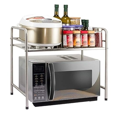 HDICUHNANU Mikrowellenständer Edelstahl-Mikrowellen-Ofenregal, Küchenarbeitsplatten-Aufbewahrungsregal, Ofenregal, Mikrowellen-Ständer, Regale Gewürzregale(60 * 35 * 52cm) von HDICUHNANU