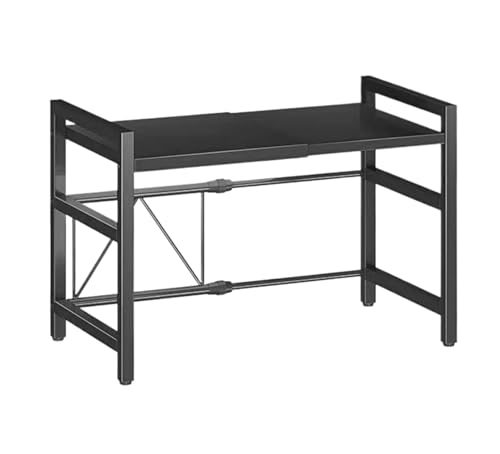 HDICUHNANU Mikrowellenständer Erweiterbarer Mikrowellenherd-Regal, Küchenarbeitsplatten-Organizer, Reiskocher-Ständer, Robustes Metall Gewürzregale(Black) von HDICUHNANU