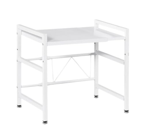 HDICUHNANU Mikrowellenständer Erweiterbarer Mikrowellenherd-Regal, Küchenarbeitsplatten-Organizer, Reiskocher-Ständer, Robustes Metall Gewürzregale(White) von HDICUHNANU