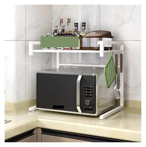 HDICUHNANU Mikrowellenständer Küche Mikrowellenherd Shelter Teleskopofen, Wahrzeichen Rack Renok Herd Lagerregal Haushaltsgeräte Gewürzregale(White) von HDICUHNANU