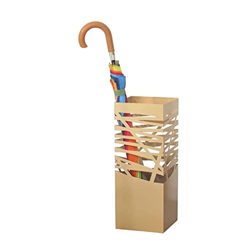 HDICUHNANU Platzsparend Iron Art Regenschirmständer Home Regenschirm Abflussständer Hotel Lobby Foyer Kreativer Eimer Lagerregal Mit Langem Griff Langlebig SchirmstäNder(A-Gold) von HDICUHNANU